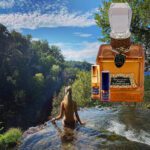 A woman in the water with a box of tissues.