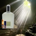 A bottle of perfume and a man in the cave