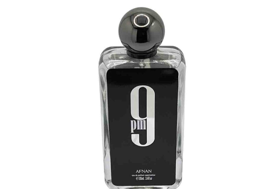 A bottle of perfume with the number nine on it.